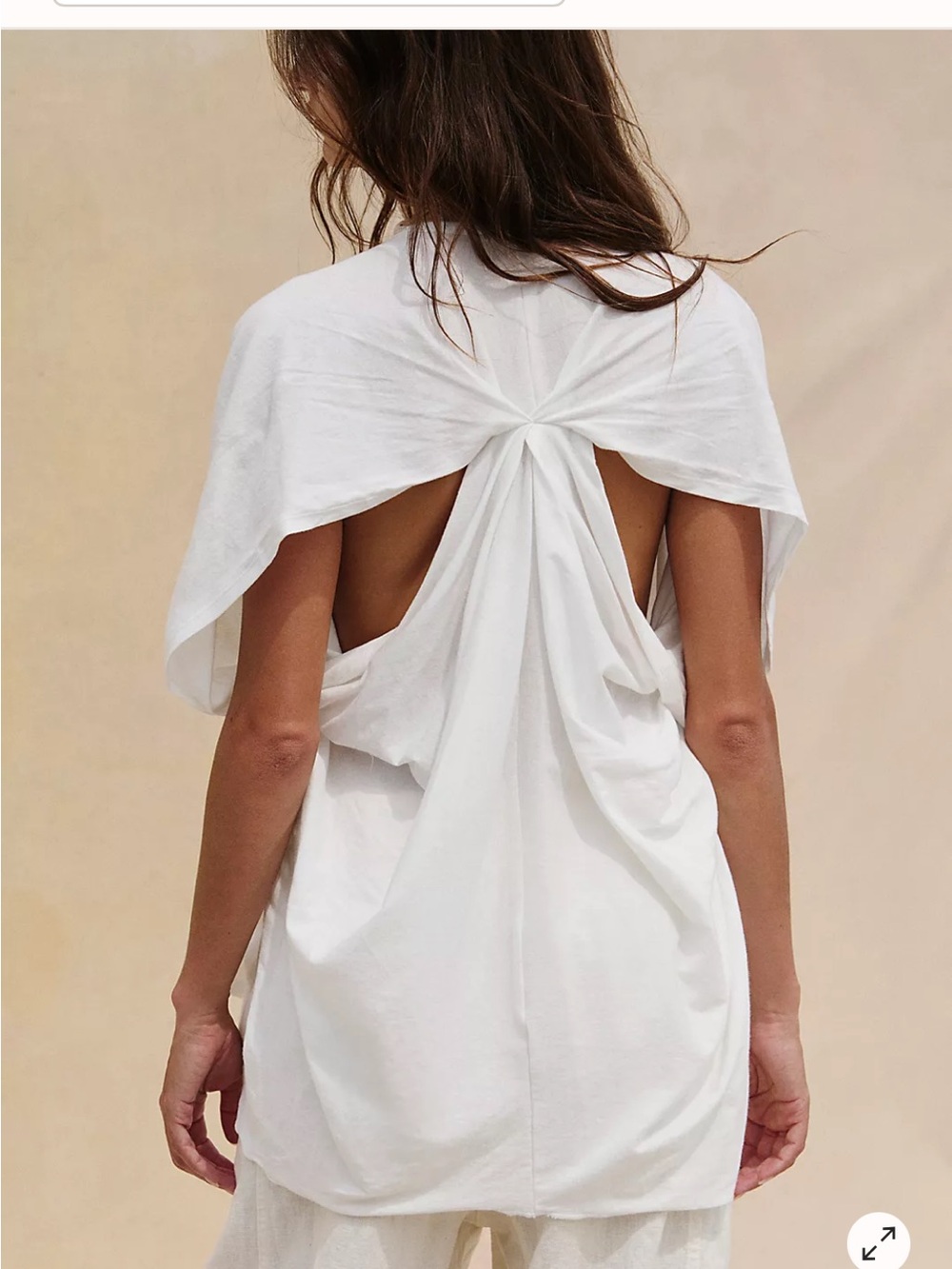 Free People White Twisted Back Sleeveless Tee